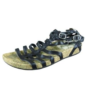 Ugg‎ Women's  Gladiator Black Leather Sz 5 Medium (B, M) Gently Used 2025